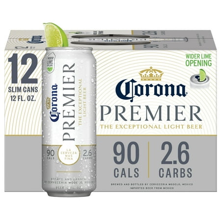 Corona Premier Mexican Lager Light Beer, 12 Pack 12 fl. oz. Slim Cans, 4.0% ABV