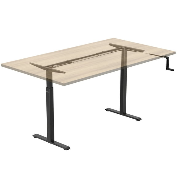 Mount-It! Stand Up Desk With Manual Crank, Frame Only, Height Adjustable Sit-Stand, Standing Ergonomic, Black (MI-7931)