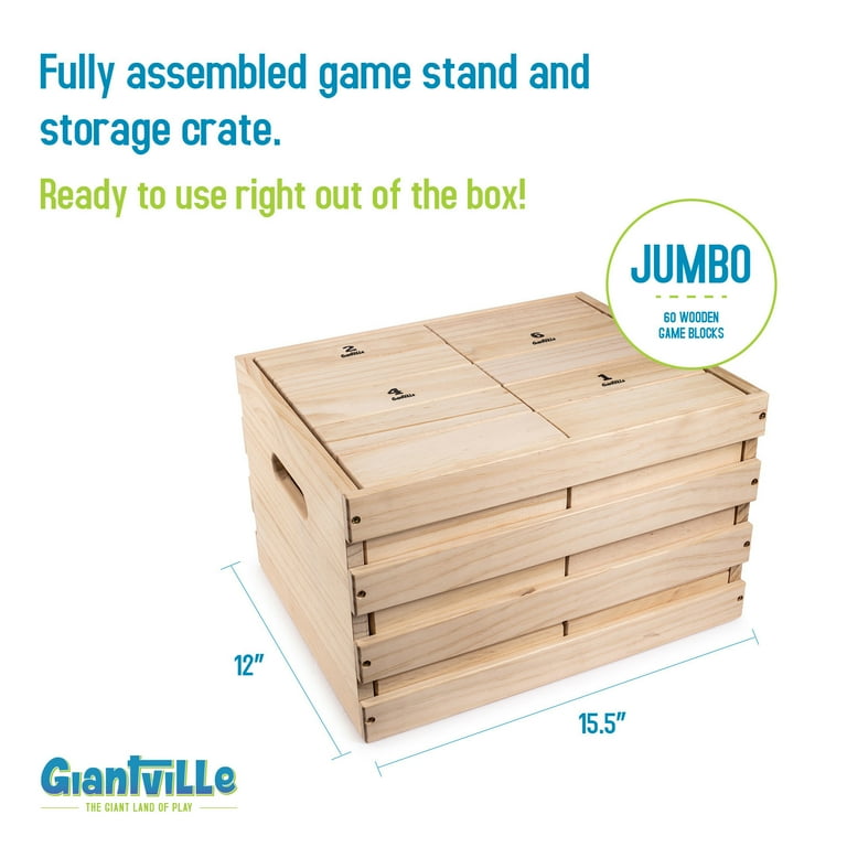 Giant Tumbling Timber Toy - Jumbo JR. Wooden Blocks Floor Game for Kids and  Adults, 56 Pieces, Premium Pine Wood, Carry Bag - Grows from 2-feet to Over  4-feet While Playing, Life