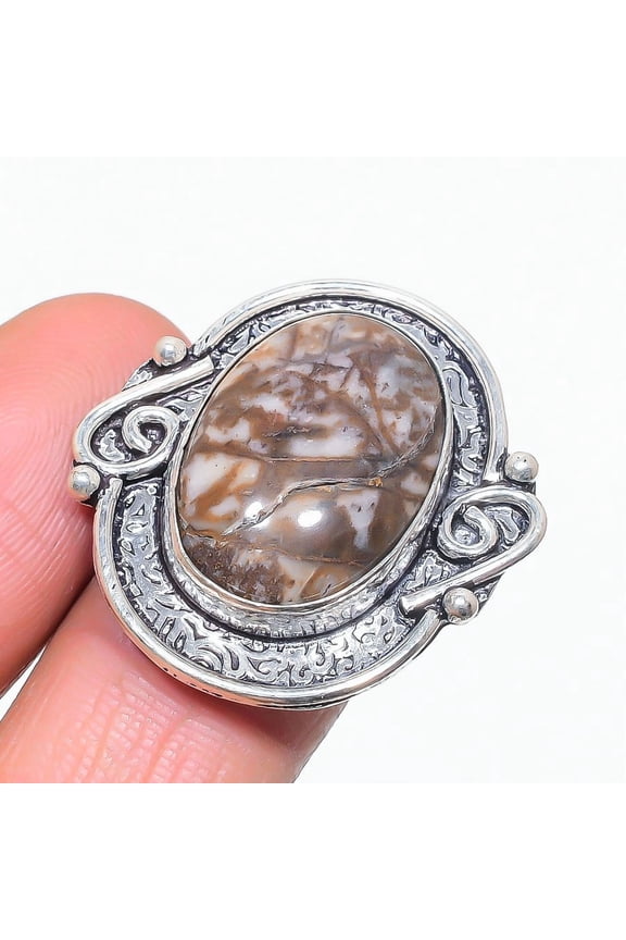 Natural Picasso Jasper Gemstone 925 Sterling Silver Jewelry Ring Size 7