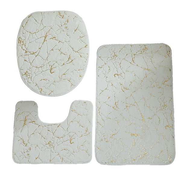 Shower Mat Non Slip,Small Rabbit Hair 3 Piece Bathroom Mat Set, Non Slip Toilet Cover and Absorbent Comfort Mat