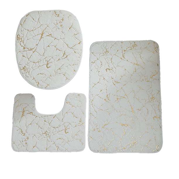 Set de Alfombra de Baño Pequeño Pelo de Conejo Inodoro Caliente Set de 3 Piezas Baño Alfombra de Cubierta Alfombra Alfombra de Baño Alfombra de Piso Alfombra de Pie Cómoda Absorbente