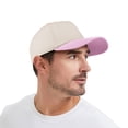 thumbnail image 4 of TOPTIE 5 Panel Trucker Cap Snapback Mid Profile Cotton Sun Hat Adult-Pink Beige, 4 of 8