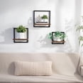 thumbnail image 5 of Wall Shelves for Living Room - Set of 3 Geometric Decorative Floating Shelf for Home Decor - Modern Industrial Wall Mounted Shelving Unit for Bedroom Bathroom Corner (Rustic Brown and Black), 5 of 5