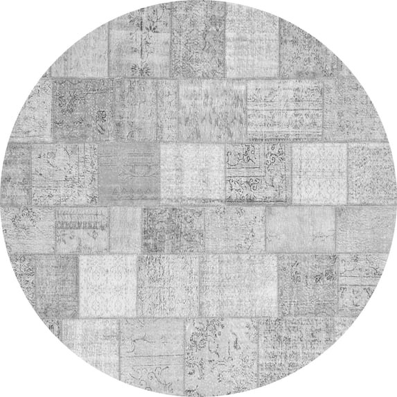 Ahgly Company Indoor Round Abstract Gray Contemporary Area Rugs, 5' Round