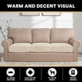 thumbnail image 6 of PrimeBeau Stretch Velvet Couch Cushion Covers Solid Pattern Suitable, 3 Cushions Extra Largess, Ivory, 6 of 7