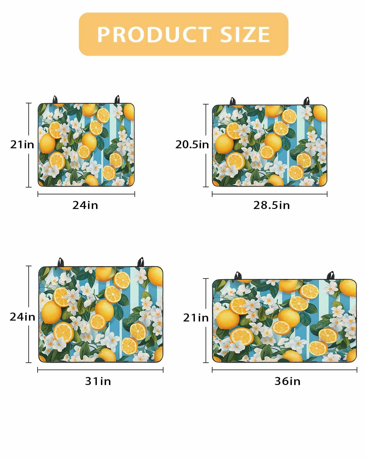 nqOlkjepod Large Induction Cooktop Protector Mat 24"x21", Yellow Lemon Stove Top Covers for Electric Stove, Summer Fruit Floral Blue Stripe Watercolor Stove Burner Cover Mats, Glass Top Stove Cover
