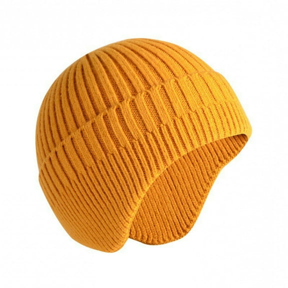 Winter Beanie Hats Knitted Skull Caps Ear Covers For Men Women Warm Slouchy Yellow