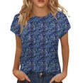 thumbnail image 2 of YLHFASHION Hauts d'Été pour Femmes T-Shirts à Manches Courtes Col Rond Mignon Tendance Tuniques Blouses Articles en Liquidation T-shirt à Manches Courtes pour Femmes, 2 of 4