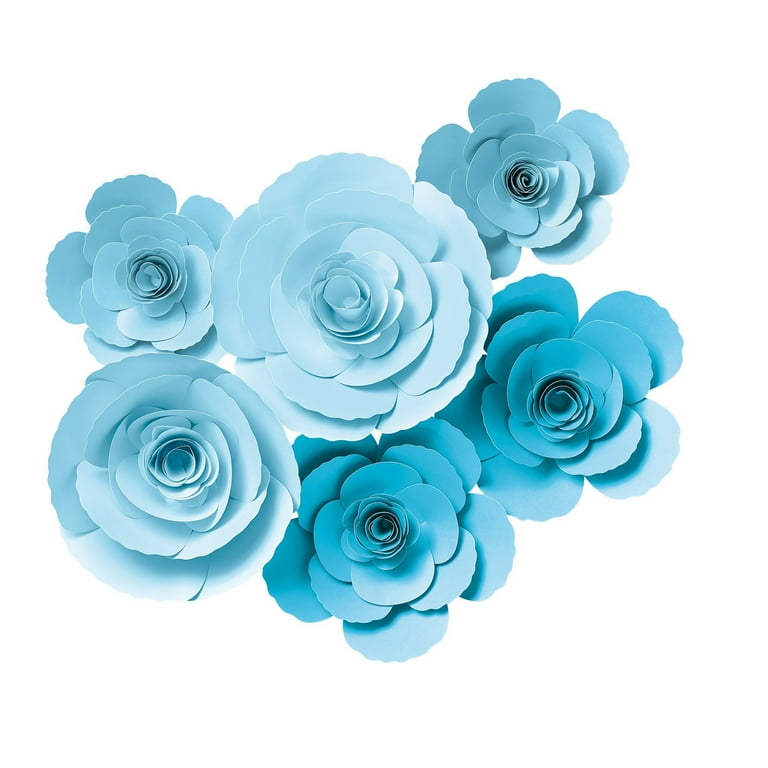 2 Aqua Big Rose Paper Craft Flowers - Pack of 12 - CB Flowers & Crafts