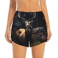 thumbnail image 3 of Uemuo Regal Stag In Forest Pattern Women's Athletic Shorts High Waisted Running Shorts with Liner Pockets Gym Elastic Workout Shorts-Small, 3 of 9