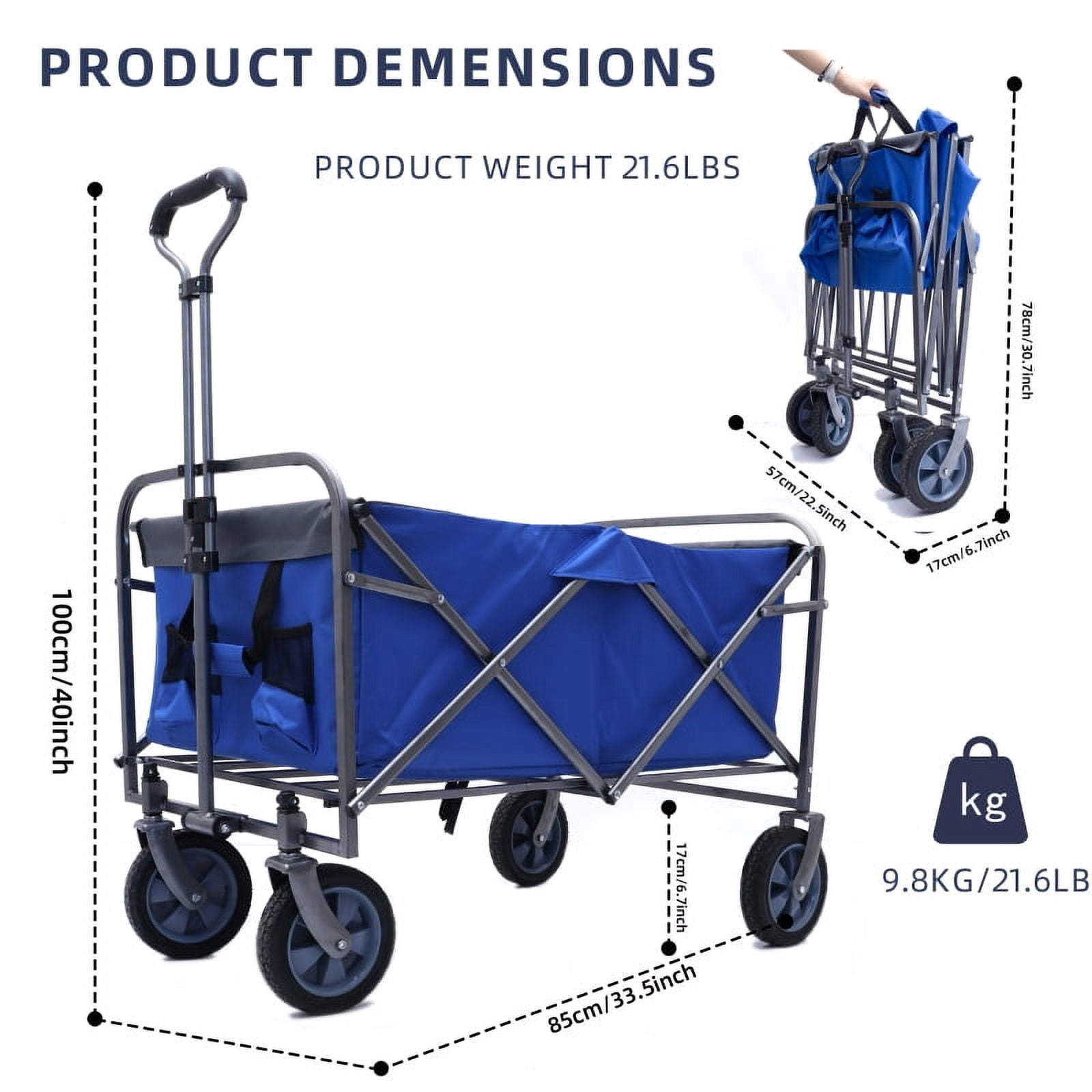 Acpouw Outdoor Garden Multipurpose Micro Collapsible Beach Trolley Cart Camping Folding Wagon
