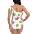 thumbnail image 6 of Yiaed Watermelon And Kiwi Print Women One Piece Swimsuits Tummy Control One Shoulder Bathing Suits Pattern Ruffle Swimwear-X-Large, 6 of 8