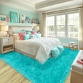 thumbnail image 3 of Socofuz 5x7ft Modern Super Soft Fluffy Plush Rug for Bedroom Faux Fur Cozy Carpet for Girls Kids Bedroom Light Blue, 3 of 6