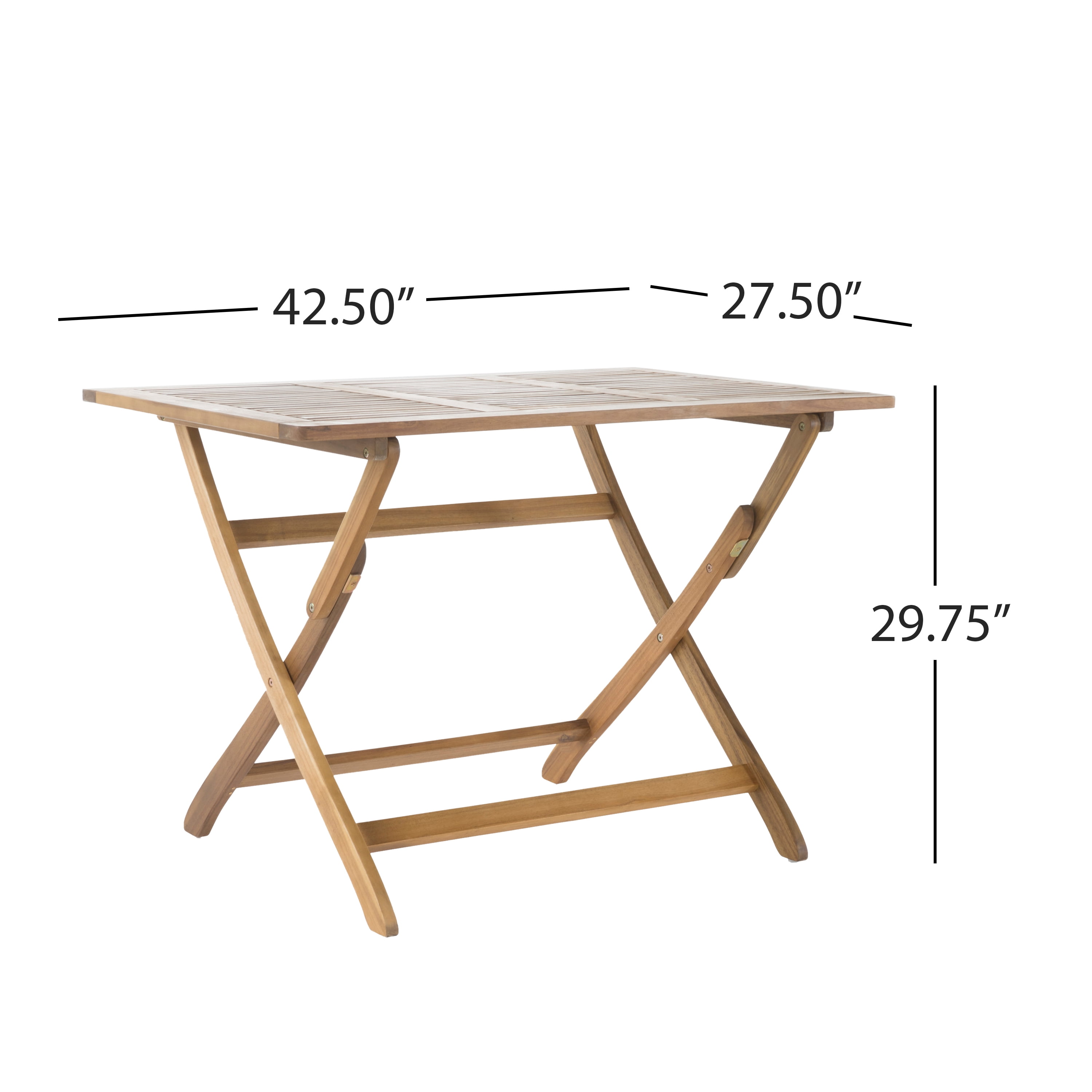 Outdoor Foldable Dining Table 43.5 Inch, Portable Acacia Wood Leisure Table for Patio Garden, Natural