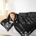 thumbnail image 4 of Feelyou Inspirational Words Queen Comforter Set, Black White Melody Music Bedding Sets, Damask Flower Reversible Bedding Comforter Set, Lightweight Room Decor, 3 Pieces, 4 of 8