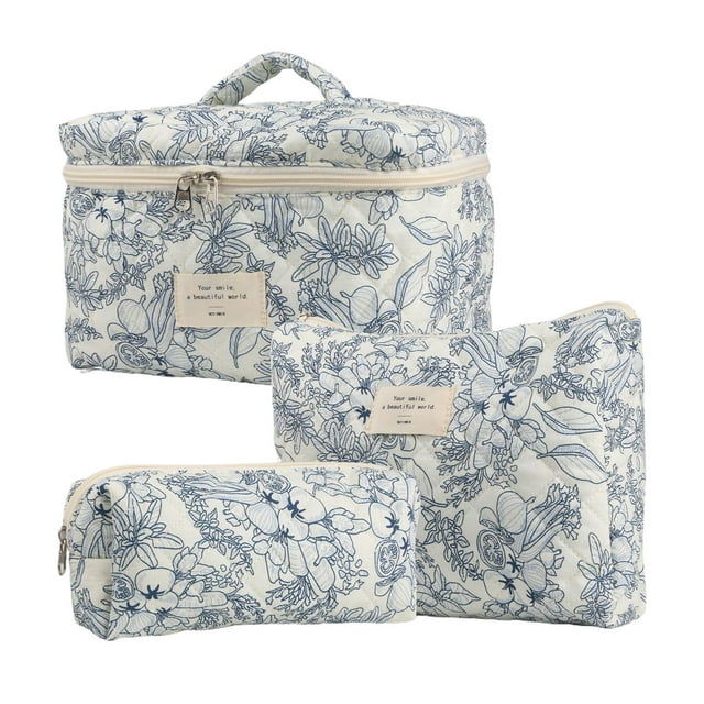 Injueey Bolsa de cosméticos de poliéster para mujer, bolsa portátil para cosméticos, patrones de algodón, bolsa de almacenamiento para Almacenamiento y organización del hogar tipo+2