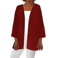 thumbnail image 2 of Sakmal Cover-Up Coats for Women Red Elbow-Length Flowy Loose Fit Cardigan Solid Jackets for Girls, 2 of 5