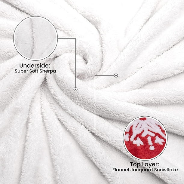 Christmas Throw Blanket Soft Warm Comfy Fuzzy Snuggle for Bed Couch Sofa 60 x80 Red White Snowflake