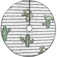 thumbnail image 1 of FMSHPON Striped Cactus Xmas Christmas Tree Skirt Stand Mat for Holiday Party Decoration Indoor Outdoor 48 inches, 1 of 3