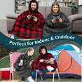 thumbnail image 6 of PAVILIA Wearable Blanket Hoodie for Women Men, Oversized Hoodie Sweatshirt Blanket, Hooded Sweater Blanket Neck Warmer, Fleece Soft Hug Sleep Pod Adult, Cozy Warm Plush Gift Idea Mom Wife, Checker Red, 6 of 7
