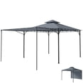 thumbnail image 1 of Outsunny Patio Gazebo Extendable Shade 126" x126", Dark Grey, 1 of 10