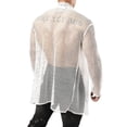 thumbnail image 6 of Manxivoo Long Cardigan Style Male Sex Hollowed Out Long Cardigan Mesh Street Breathable Long Sleeve Men Coats for Men White XXL, 6 of 7