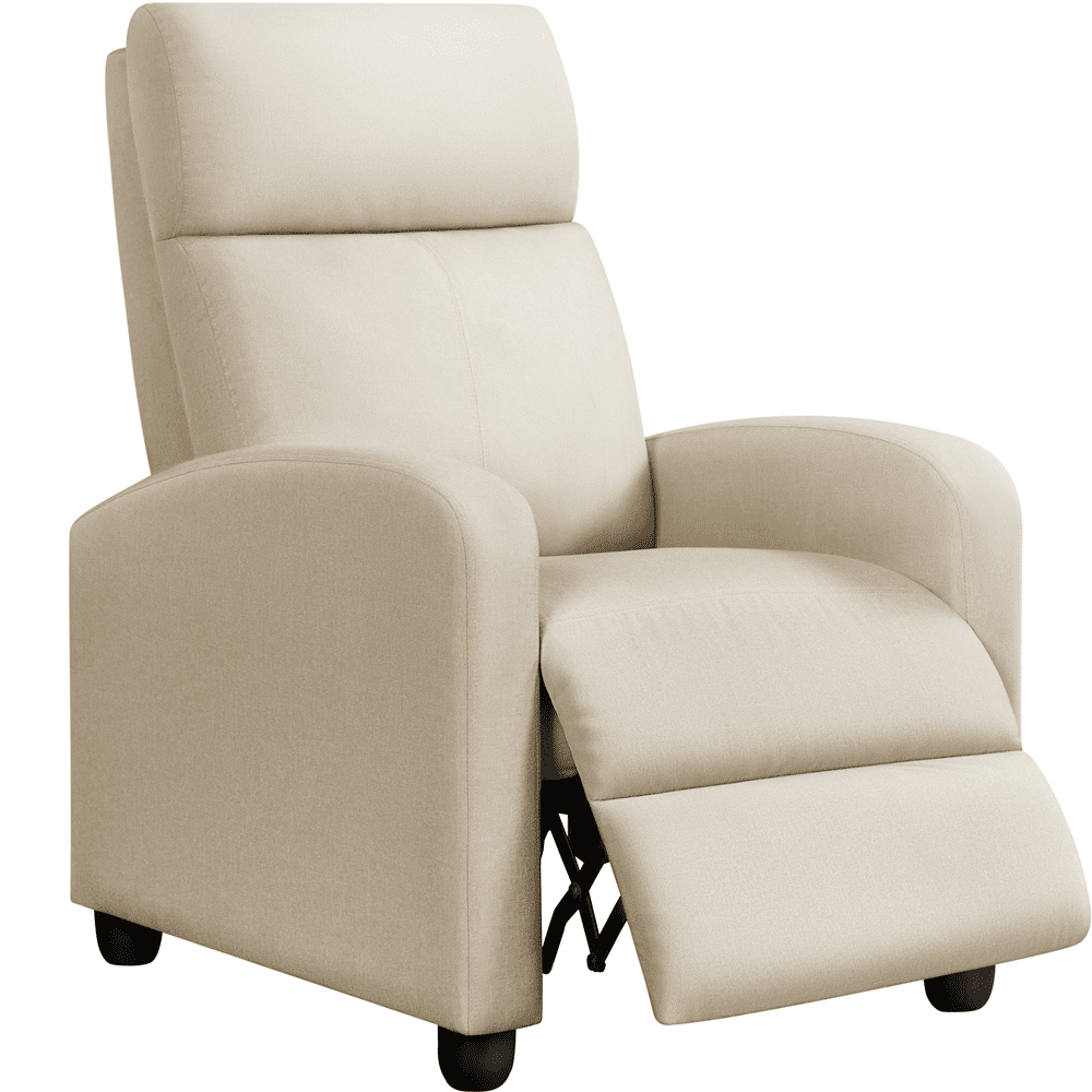 Yaheetech Modern Fabric Upholstered Recliner Chair with Pocket Spring for Home, Beige