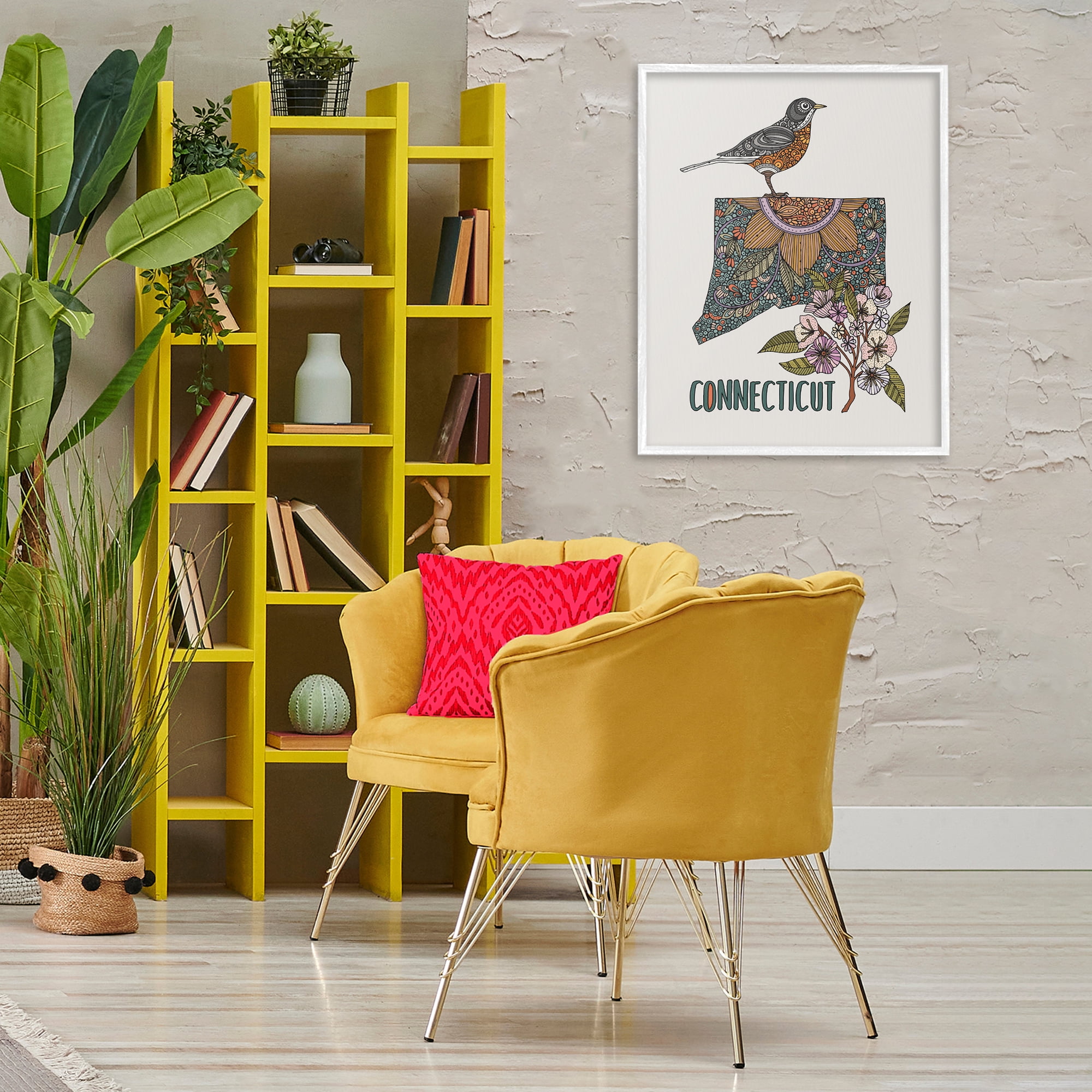 Stupell Industries Floral Connecticut State Botanical & Floral Painting White Framed Art Print Wall Art, 24 x 30