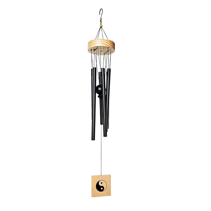 Wind Chimes for Balcony Home Decor Items 6 Pipes Hanging Bells Six Rods for Home Positive Energy Living Room, Garden Outdoors Office Melodious Metal Windchimes Sound (Black)