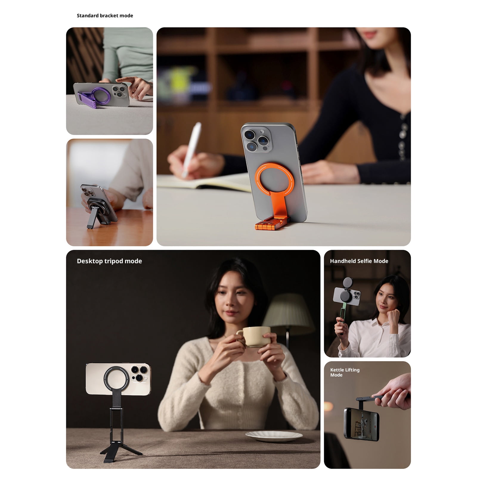 Mobile Holder Tripod Stand for Phone 17 16 15 Aluminium Bracket Multifunction Foldable Smartphone Stand