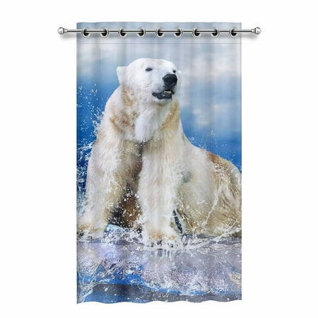 Mkhert White Polar Bear Blackout Window Curtain Drapes Bedroom