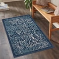 thumbnail image 2 of GlowSol 2' x 3' Moroccan Trellis Area Rug Vintage Floor Mat Low Pile Non-Shedding Rug Floral Rugs for Entryway Front Door Kitchen, Navy Blue, 2 of 7