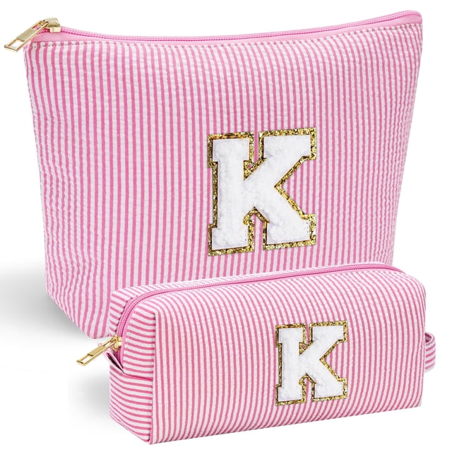 Regalos de cumpleaños YOOLIFE para niñas de 3, 4, 5, 6, 7, 8, 9, 10, 11, 12 y 13 años: regalos de cumpleaños personalizados con iniciales rosas para niñas, bolsa de maquillaje para niñas, hijas, herma