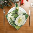 thumbnail image 4 of Iauyy Satin Napkins Set of 1- Oil-painted White Peonies DIY Printing Decoration Cloth Napkin- Easy Care for Home/Party, 4 of 8