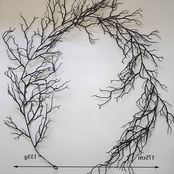 TUWAFE 5.7 Ft Halloween Willow Vine Twig Garland, Black Branches Decoration for Wall, Fireplace Mantle
