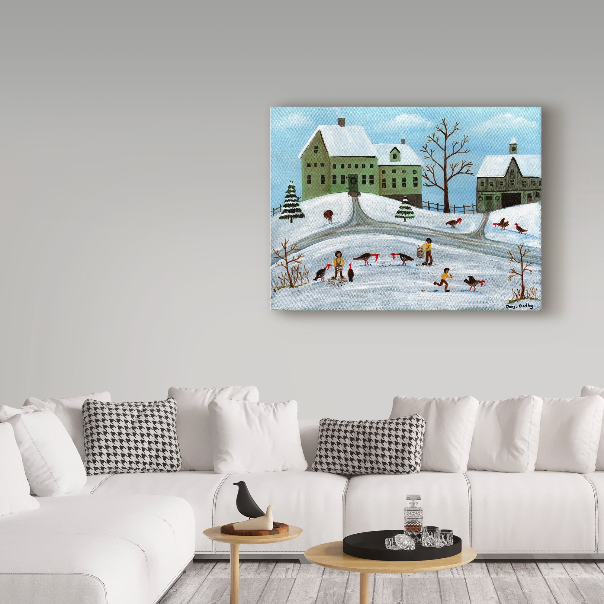 Trademark Fine Art 'Winter Turkey Feeding' Canvas Art by Cheryl Bartley