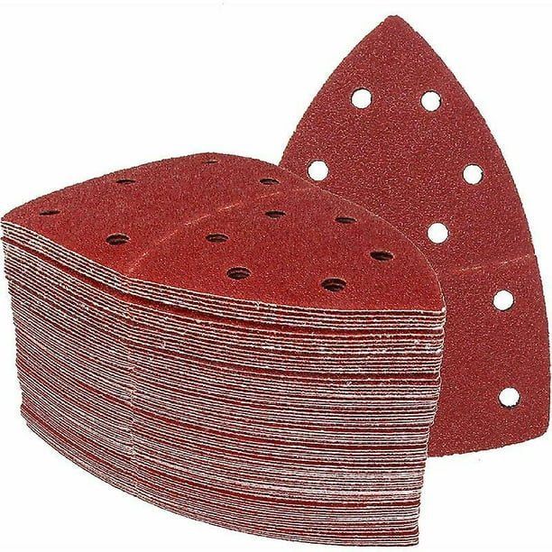 Set of 50 Triangle Sanding Sheets Sanding Paper 105 x 152 mm, grit 80, suitable for different sanders