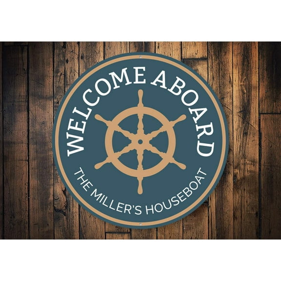 Houseboat Novelty Decor, Metal Wall Sign - 12" Circle