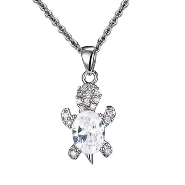 Cartoon Turtle Pendant Rhinestone Necklace Zircon Turtle Necklaces Crystal Chain Jewelry For Women Girls Turtle Pendant Necklace