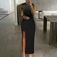 thumbnail image 2 of IROINNID Women's Sheath Dress Fashion Holiday Summer Sleeveless Long Maxi Dress Solid Color Elastic Waist Dress, 2 of 8