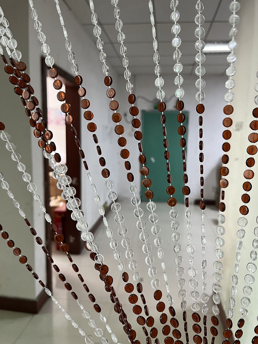 ZiDeTang 100% Acrylic Round Beaded Door Curtain for Doorway Sparkle Boho Hippie Room Divider Decor Fringe Tassel Window Fly Screen ( Brown, 39.3" x 76.7")