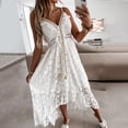 thumbnail image 3 of Frostluinai Savings Clearance Womens Boho Dresses Lace V-Neck Sleeveless White Wedding Guest Bridesmaid Dresses Hollow Out Beach Swing Maxi Dress Casual Summer Sundresses, 3 of 9