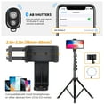 thumbnail image 2 of TARION 65.3" Phone Tripod Stand Mobile Selfie Tripod Stick with Remote Bluetooth Phone Clamp Travel Lightweight Smartphone Tripod Stand for Cell Phone Compact Camera Ring Light Video Recording Filming, 2 of 8