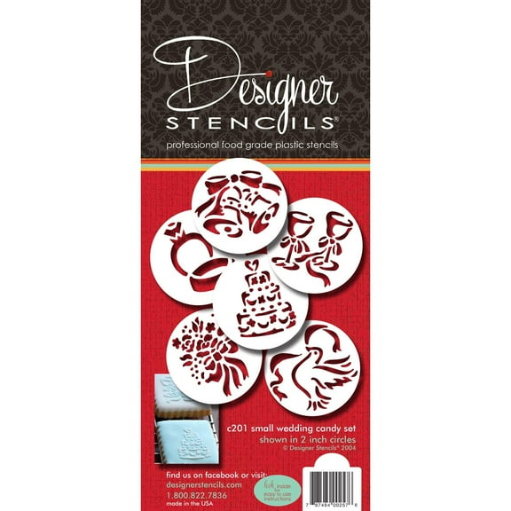 Designer Stencils Wedding Candy/Cookie Stencils, Small, Beige/Semi-Transparent