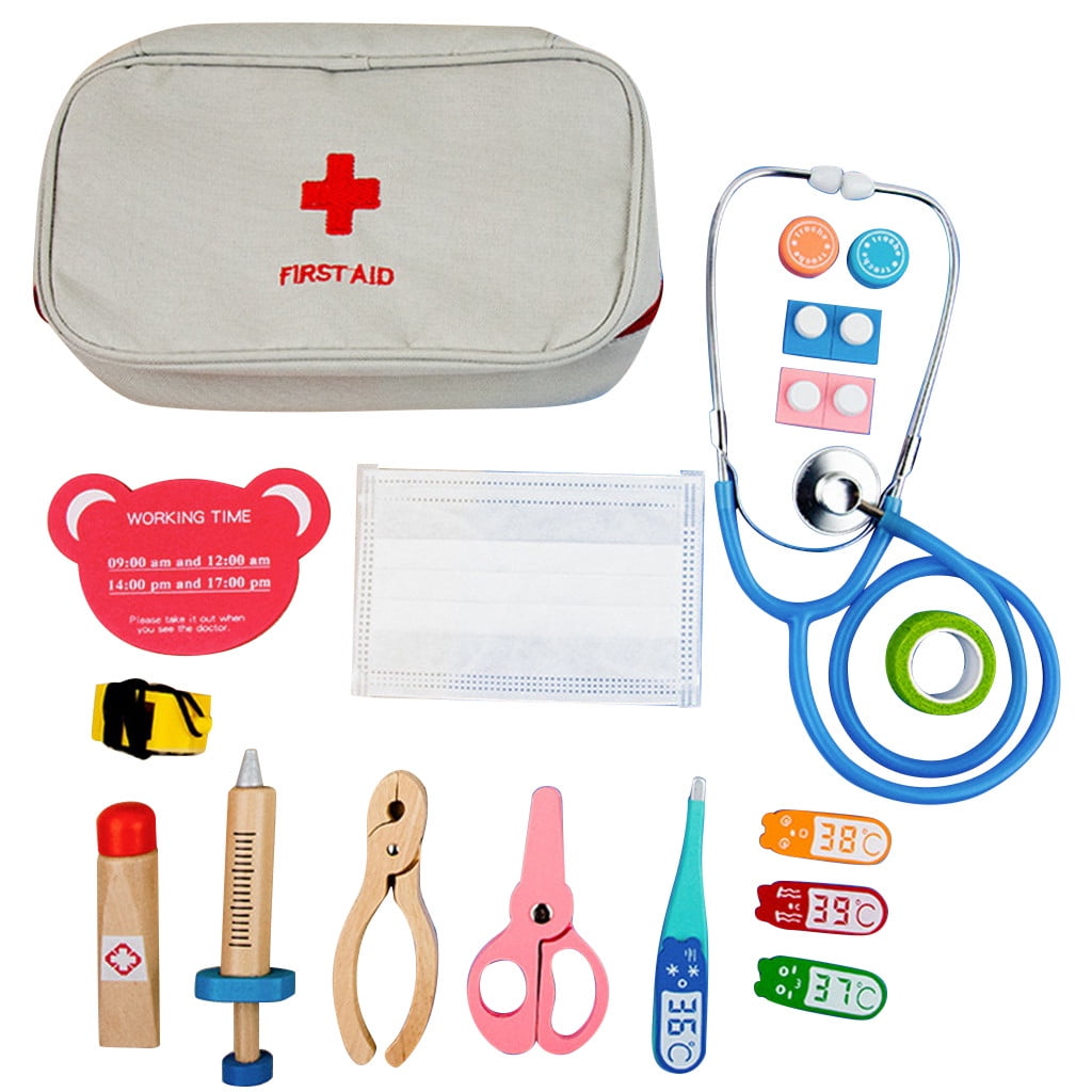 PVCS 17PCS Medical Kit Doctor Nurse Dentist Pretend Roles Play Toy