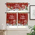 thumbnail image 2 of Merry Christmas Kitchen Curtains and Valances Set, Santa Claus Reindeer Snowing Xmas Star Red Rod Pocket Window Valance Window Curtain Panels for Living Room Bedroom Laundry, 27.5x36in, 3 Pieces, 2 of 7