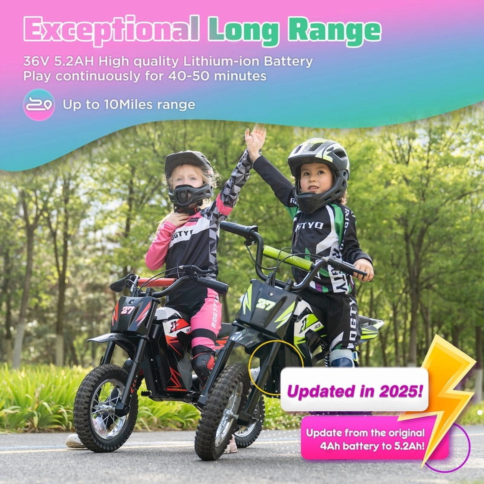 RCB R9X Electric Dirt Bike,36V-300W-10Miles,3 Speed Modes up to 15.5mph,12 inch electric motorcycle for boys and girls,Blue