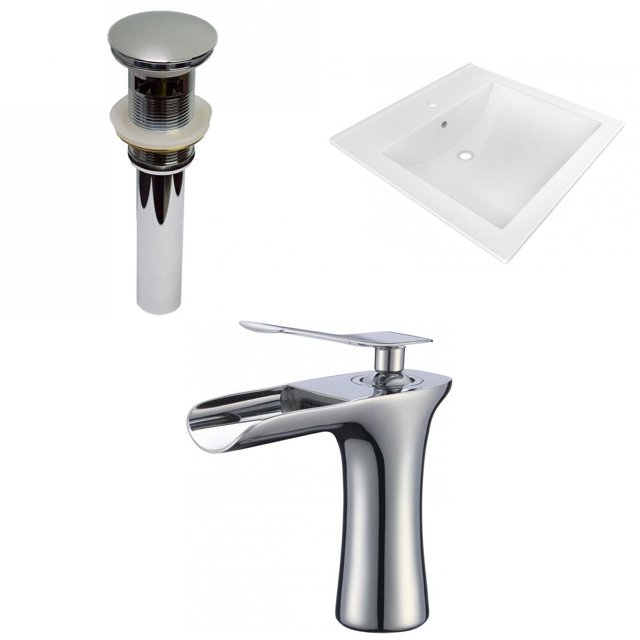 American Imaginations 21.5-in. W 1 Hole Ceramic Top Set In White Color - Overflow Drain Incl. AI-33209