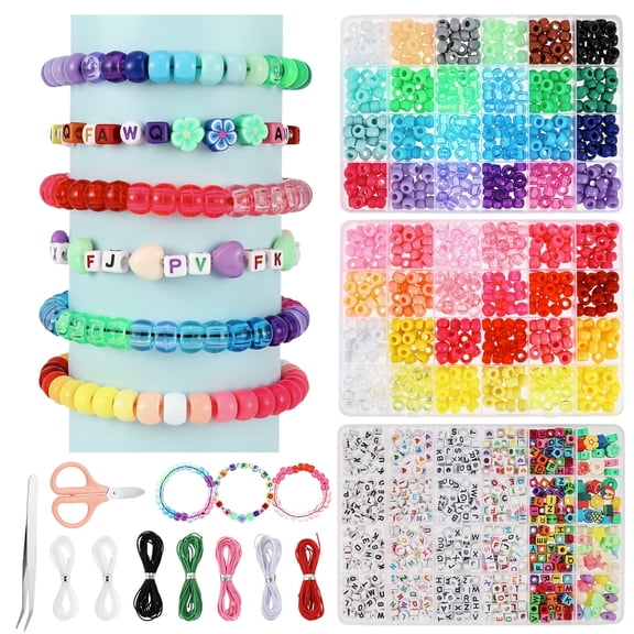 1660 Pcs Bracelet Making Kit Pony Beads Kit for Bracelet Making with Letter Bead DIY Friendship Bracelet Making Kit for Jewelry Art and Craft Present for Girl Teen
